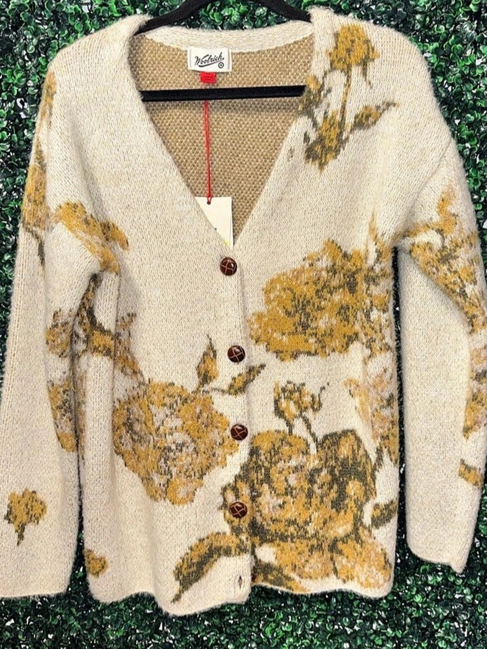 Woolrich x Target Floral Relaxed Cardigan Cream & Yellow XS